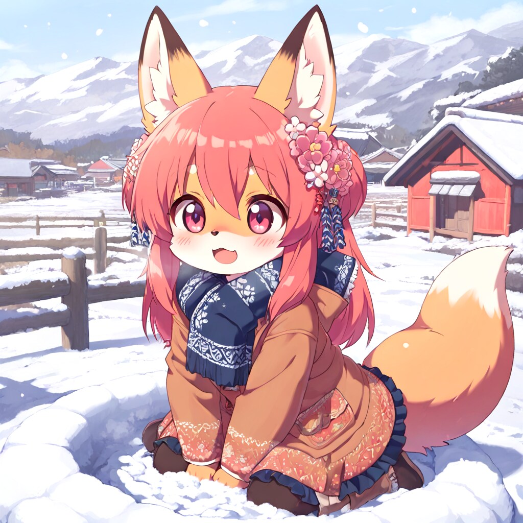 冬のきつねさんは、雪の下の獲物を探すのが得意！！