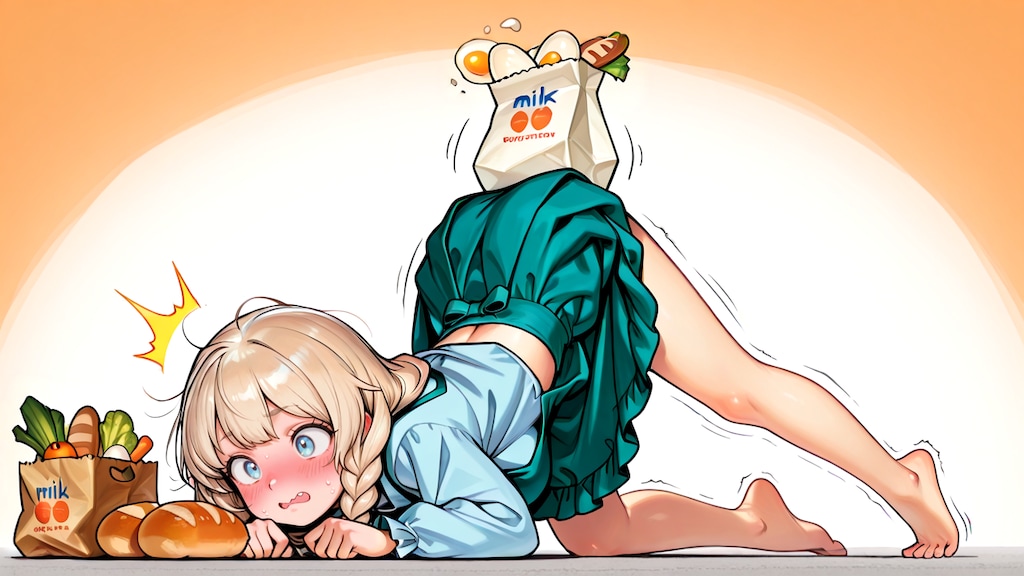 リュミエが買い物中にコケちゃった