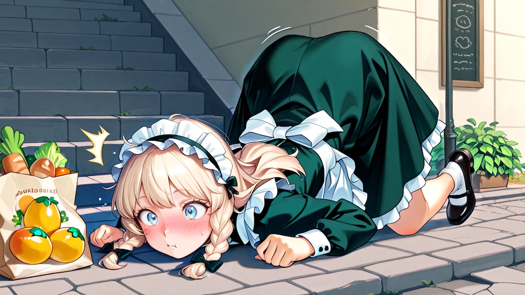 リュミエが買い物中にコケちゃった