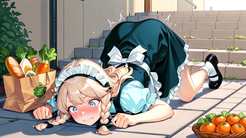 リュミエが買い物中にコケちゃった