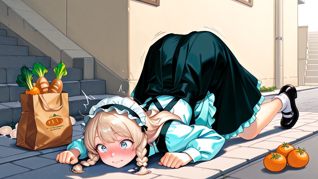 リュミエが買い物中にコケちゃった