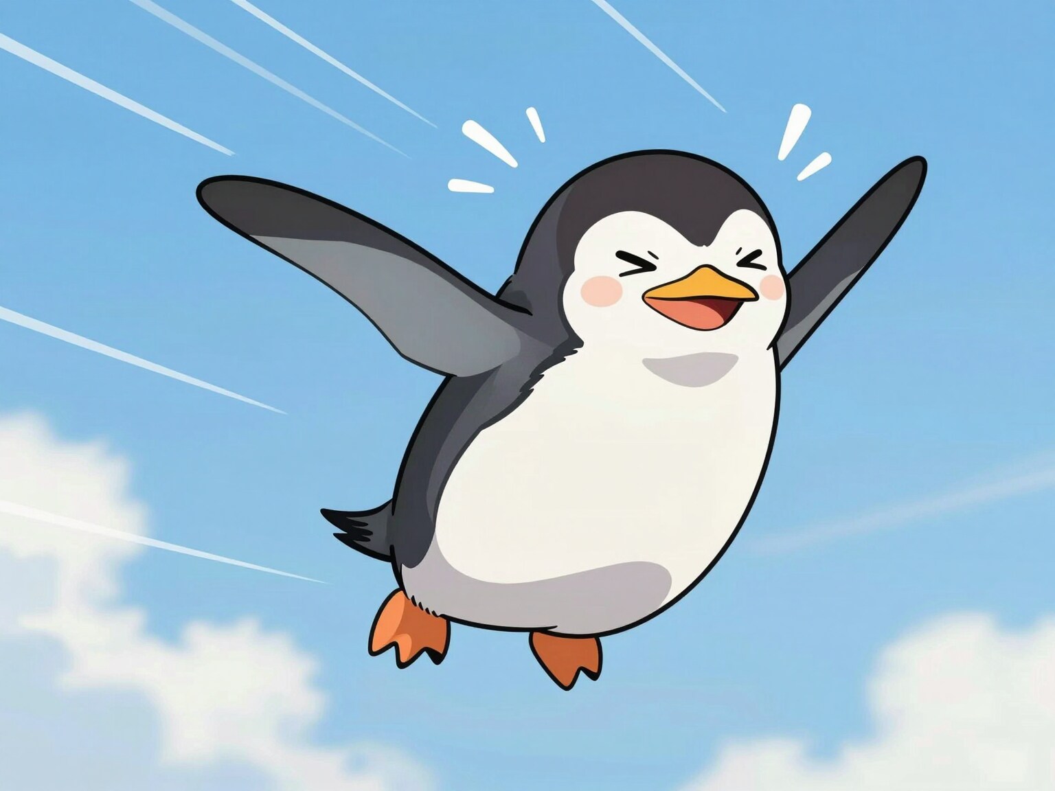 空を飛ぶペンギン