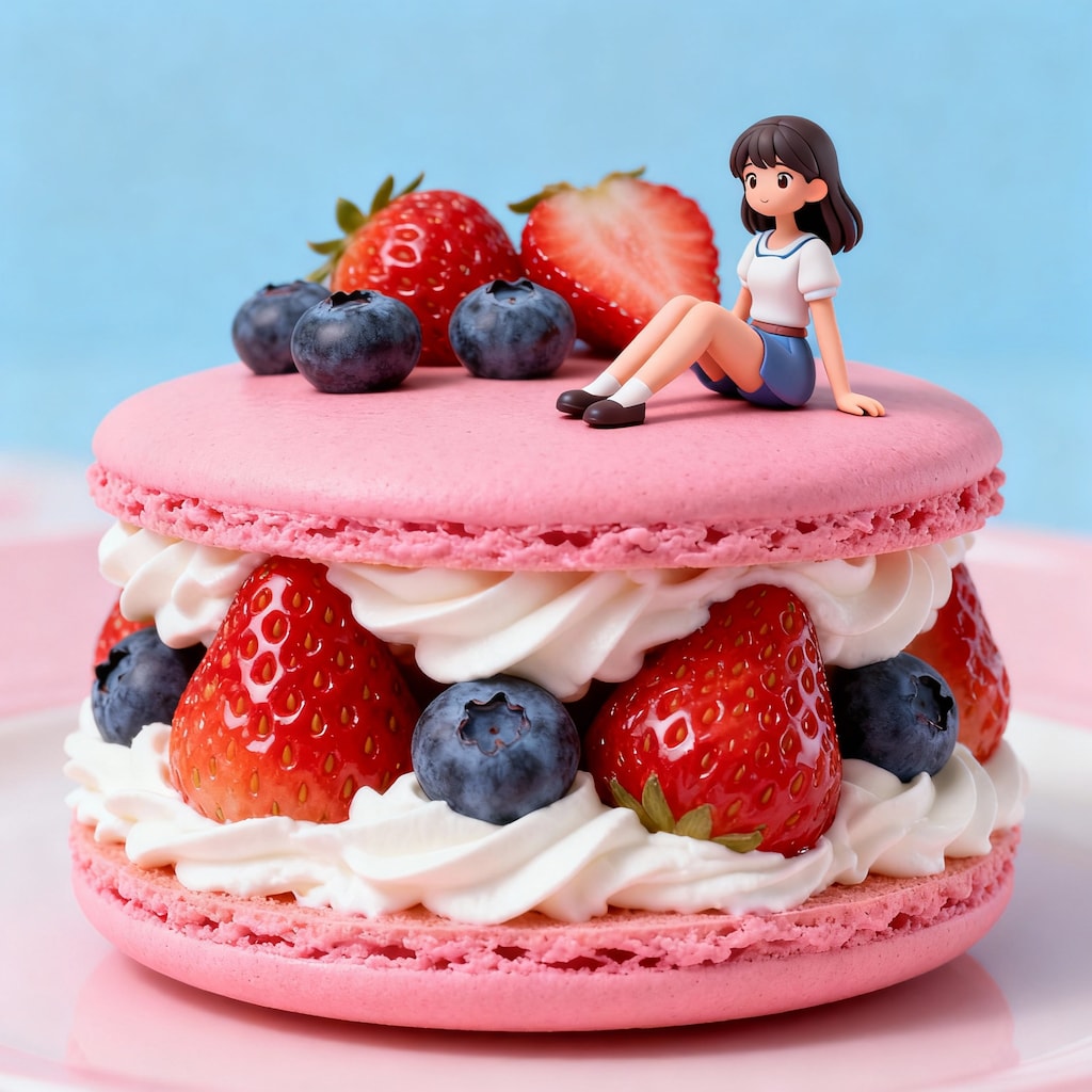 マカロンに乗った少女