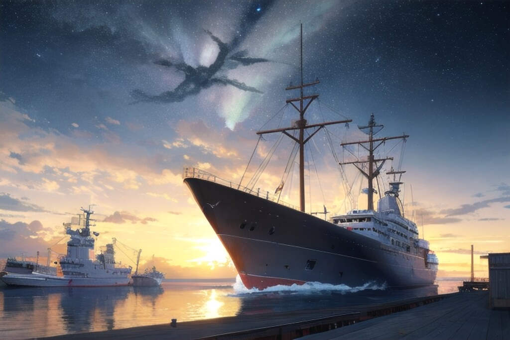 星空と軍艦