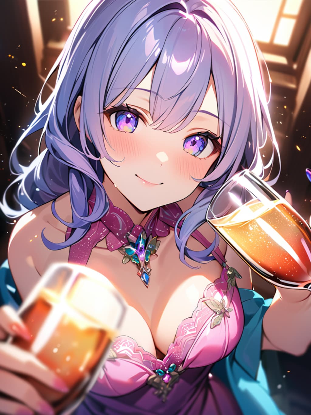 いっしょに乾杯してくれる？（5000いいね感謝絵）