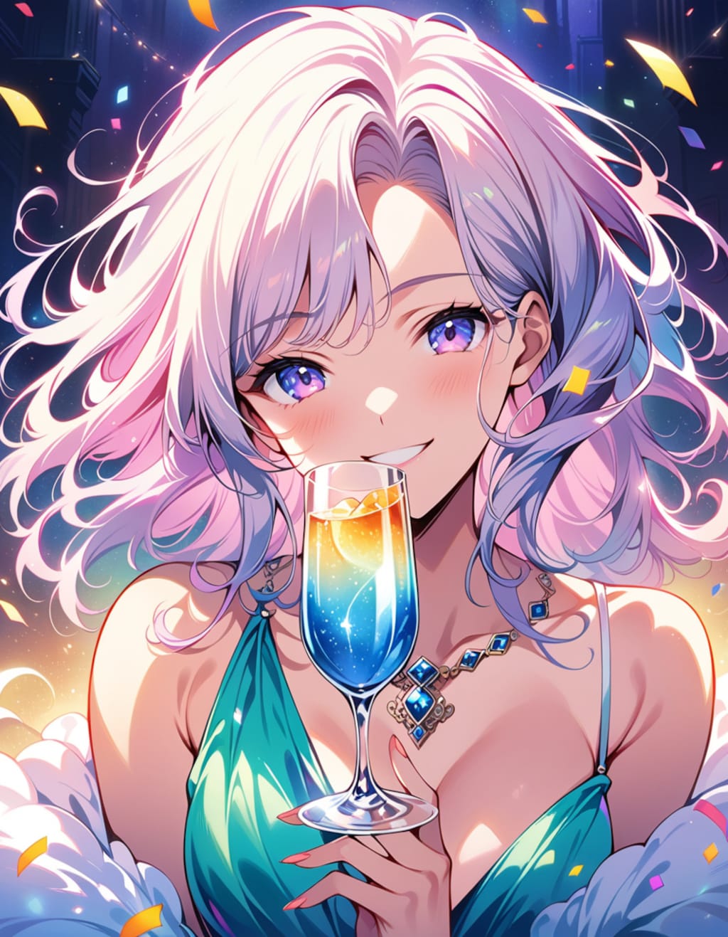 いっしょに乾杯してくれる？（5000いいね感謝絵）