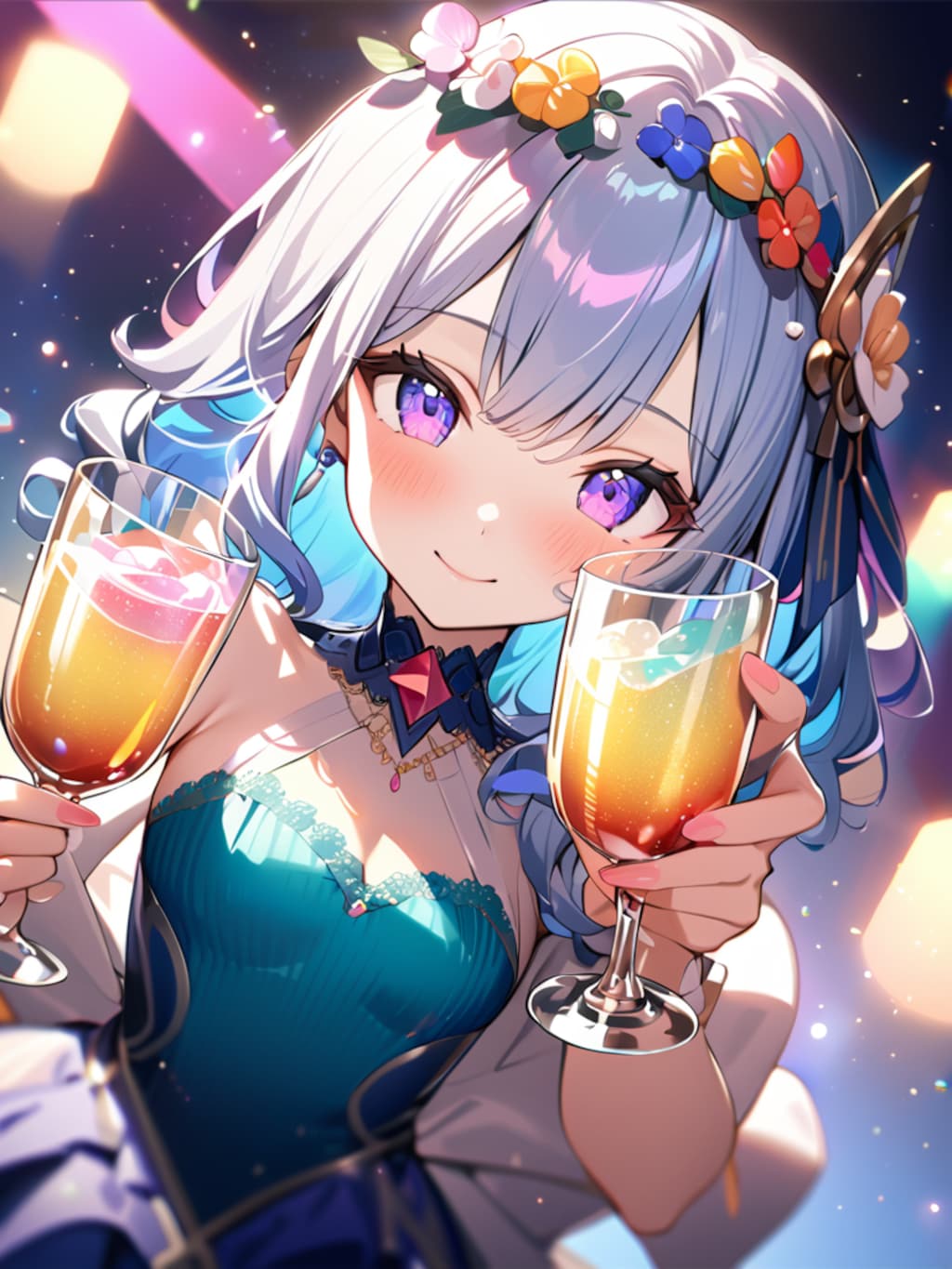 いっしょに乾杯してくれる？（5000いいね感謝絵）