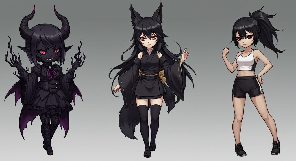 黒の三人娘 描き分けチャレンジ