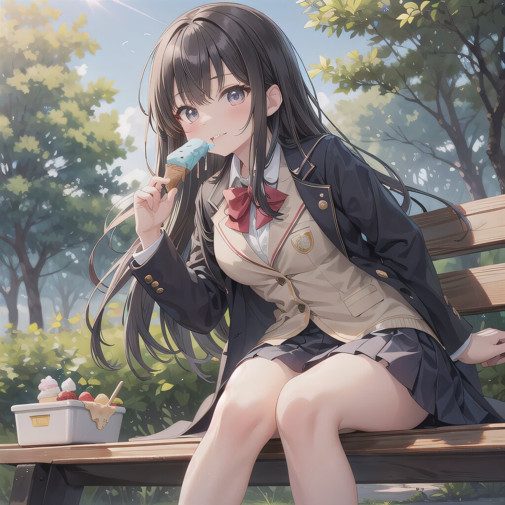 黒髪ロングでブレザーの少女４８