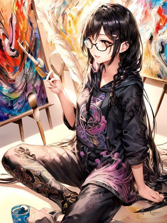 変化球２　抽象画を描く少女