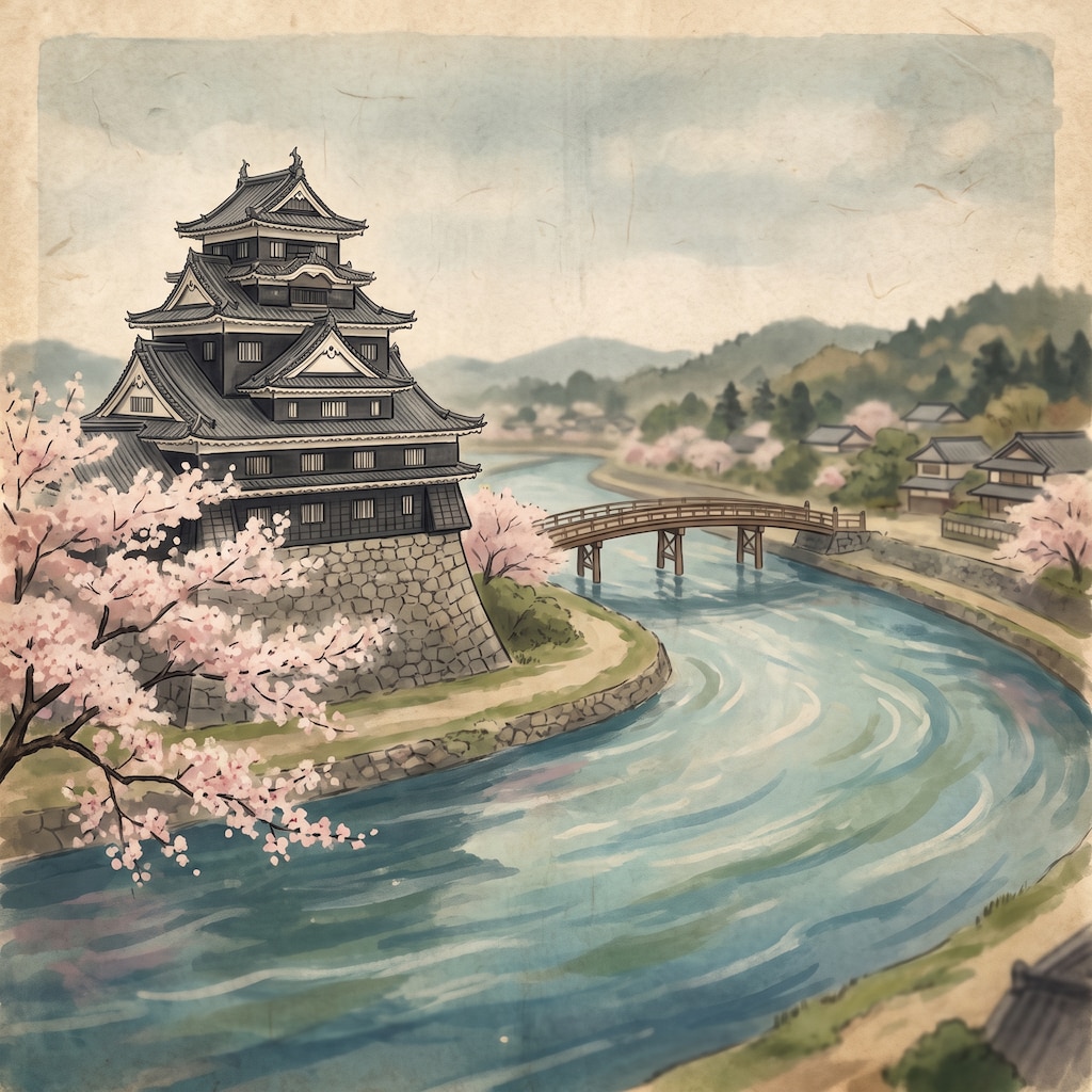 岡山城と旭川・江戸時代