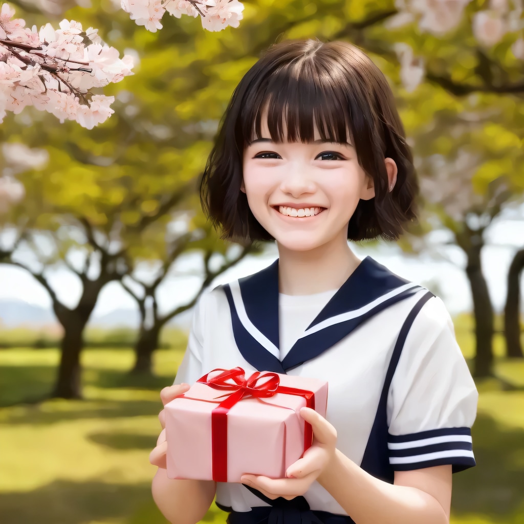 黒髪ボブでセーラー服の美女５