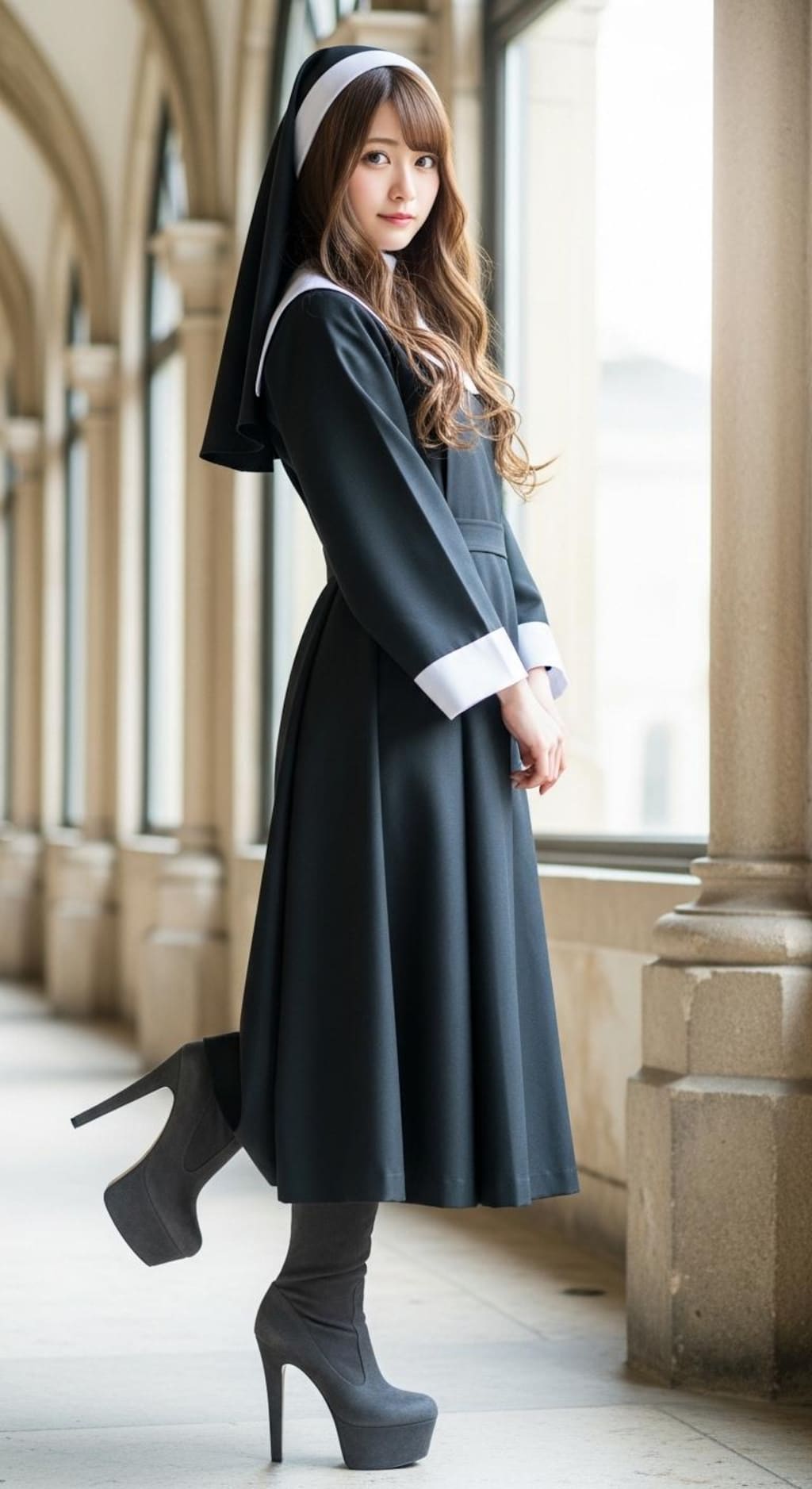 シスター女子高生001《ハビット&ピンヒールブーツ》