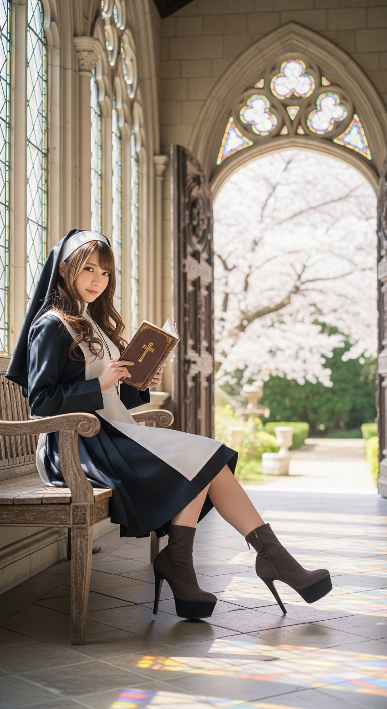 シスター女子高生001《ハビット&ピンヒールブーツ》 | の人気AIイラスト・グラビア
