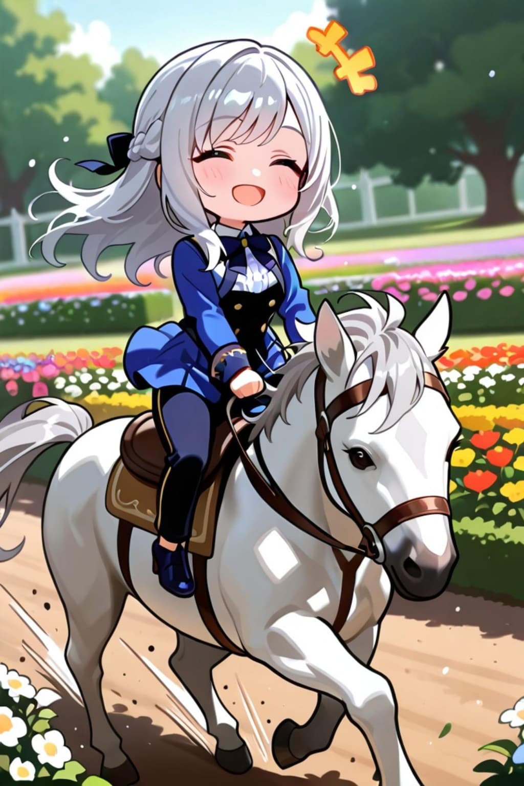 乗馬する白髪ちゃん