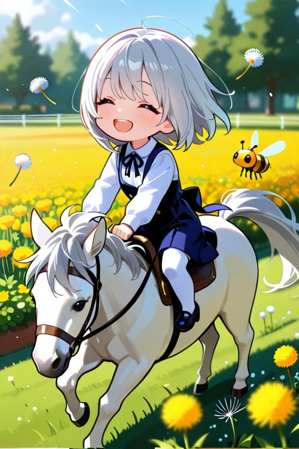 乗馬する白髪ちゃん