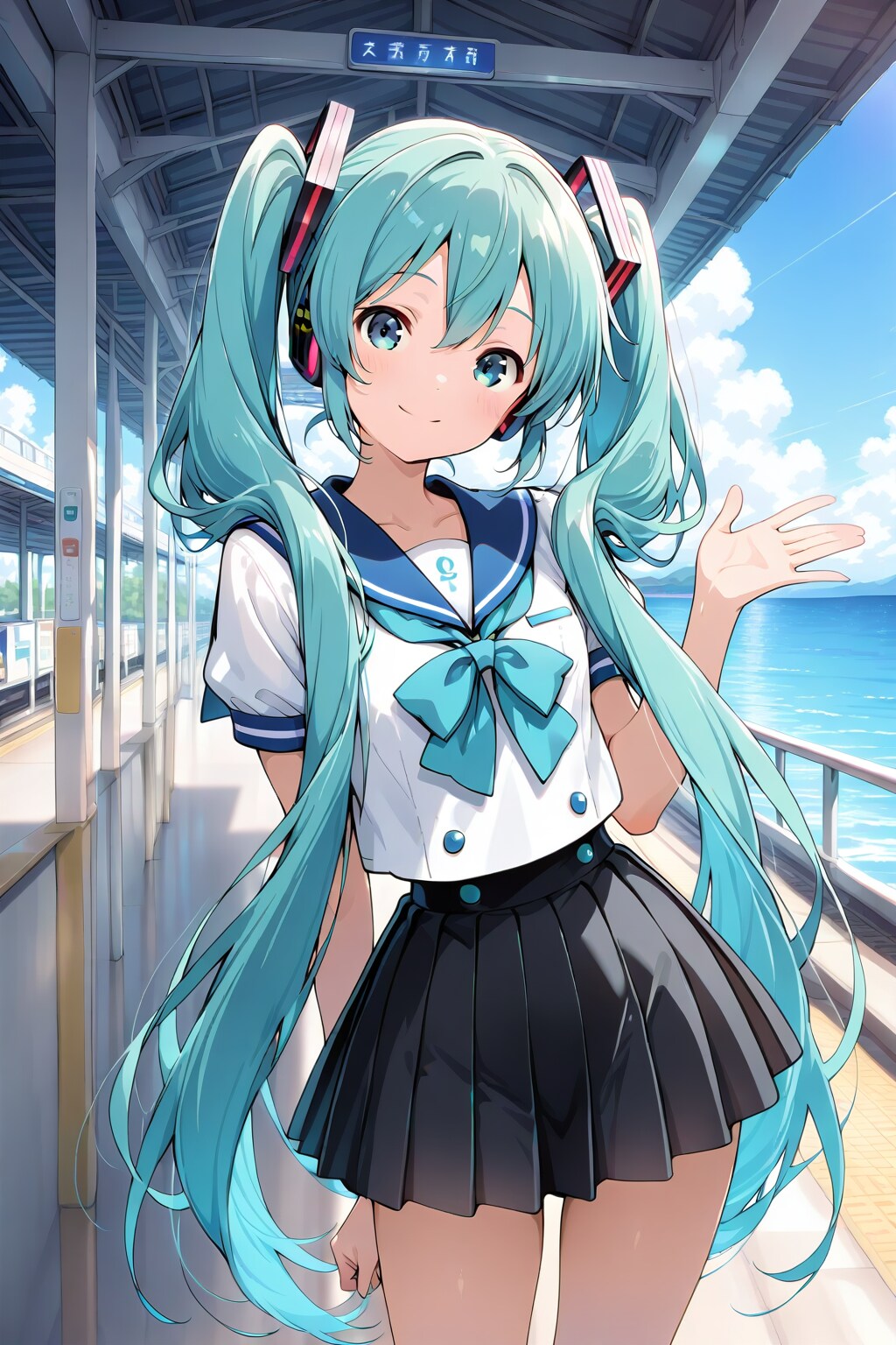 セーラー服ミクと海の見える駅