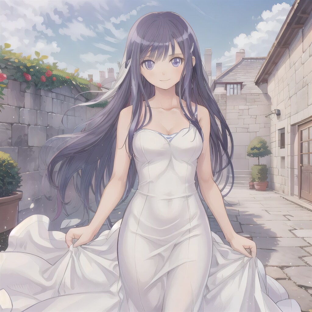 黒髪ロングでウェディングドレスの少女７