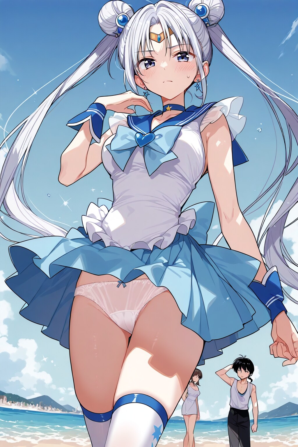 セーラー水神、ビーチに現る