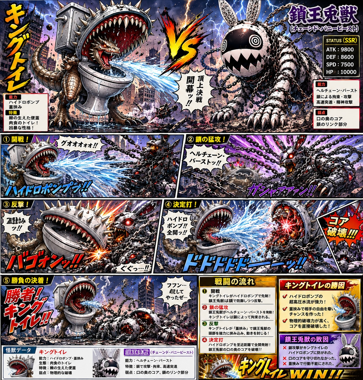 勝者：キングトイレ　敗者：鎖王兎獣