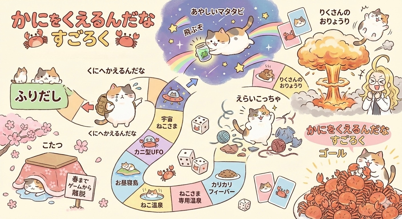 すごろくで かにをくえるんだな