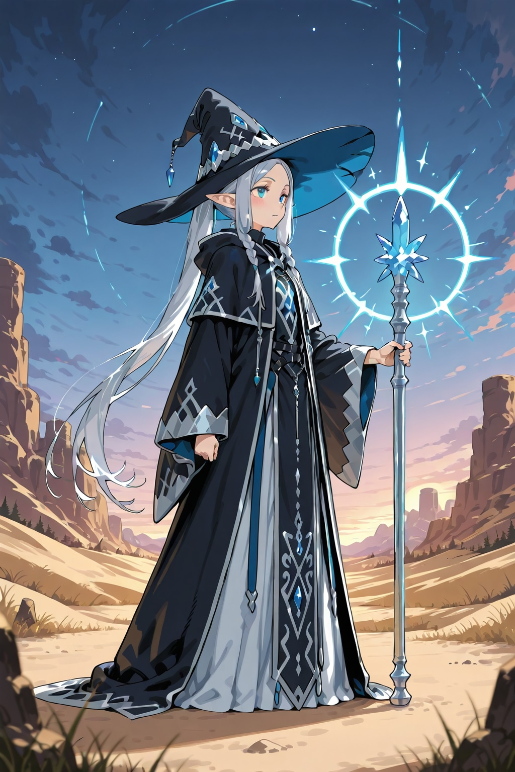 (失敗)砂漠の魔法使い(銀髪エルフの女の子) | の人気AIイラスト・グラビア