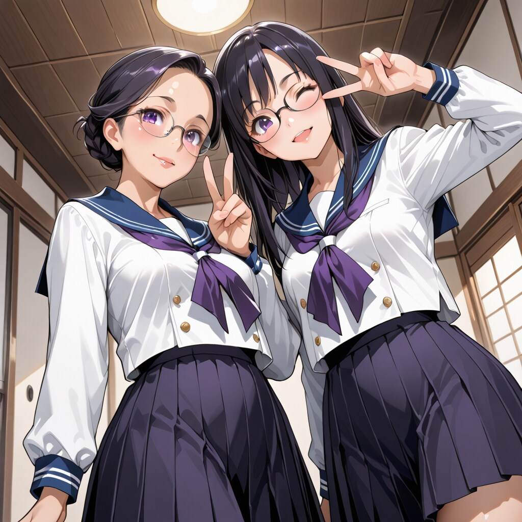 制服の黒髪メガネ | の人気AIイラスト・グラビア