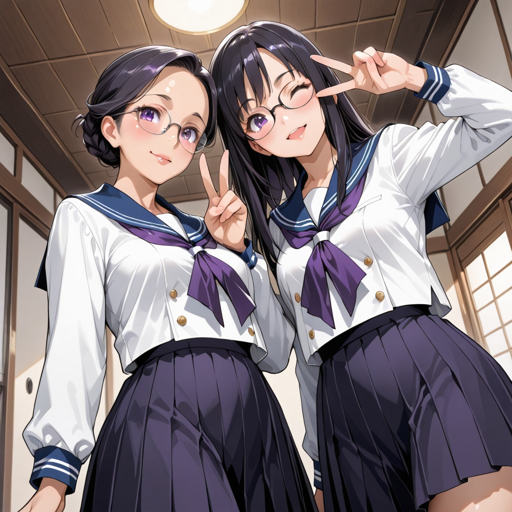 制服の黒髪メガネ