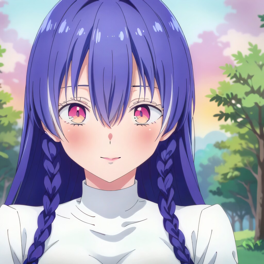 紫髪ロングでセーターの少女２