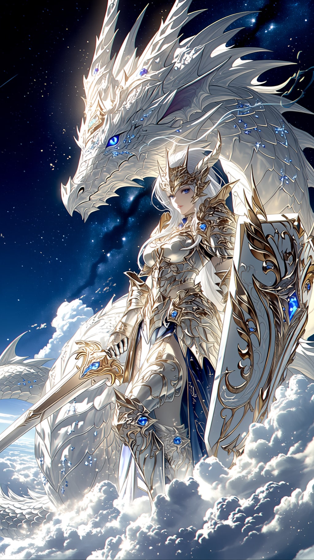 CELESTIAL DRAGON KNIGHT — ECLIPSE  天翔竜騎士 — 白銀と黒龍