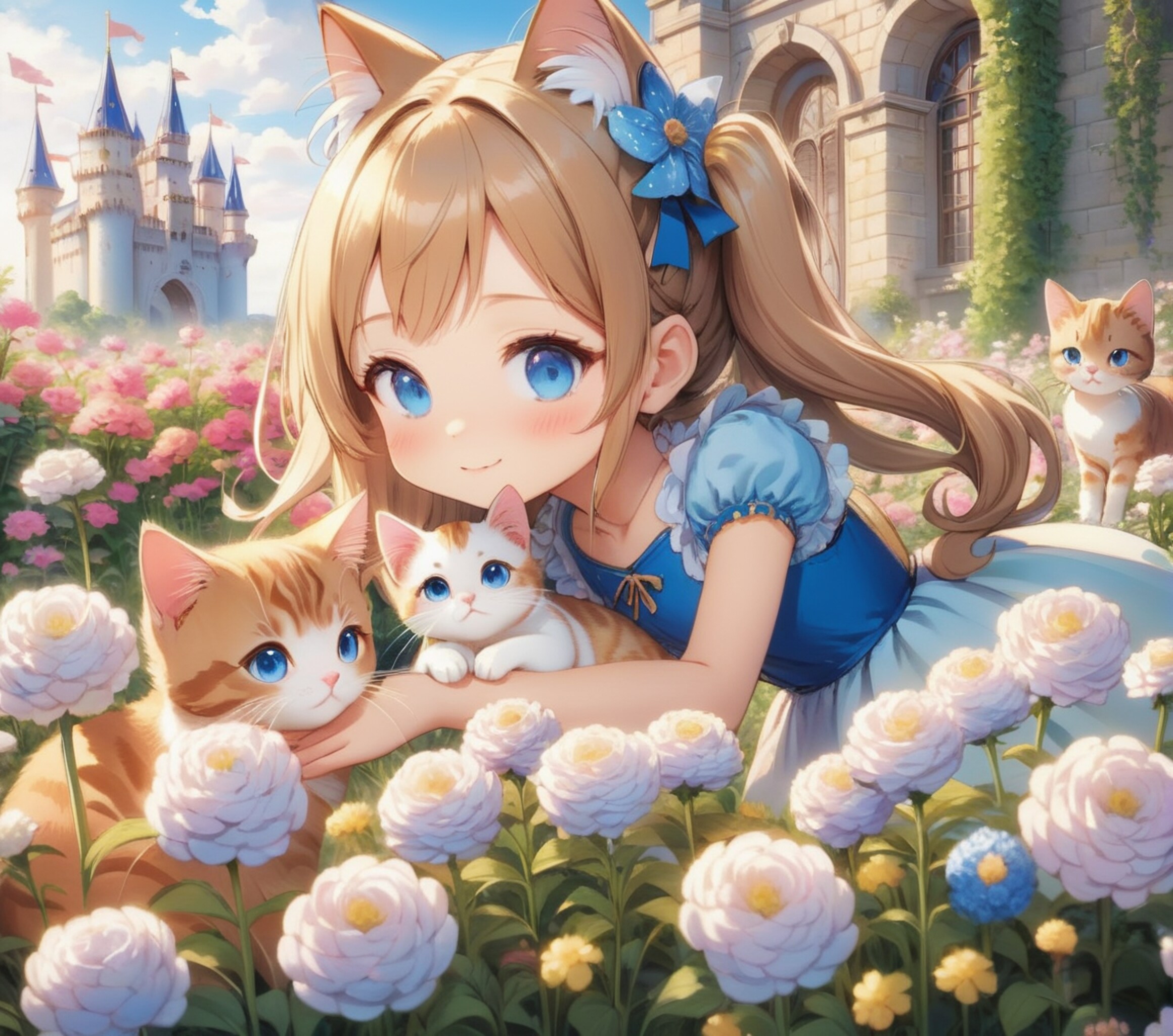 猫耳美少女の金髪プリンセス「日向ぼっこ気持ちいいにゃねー♪」