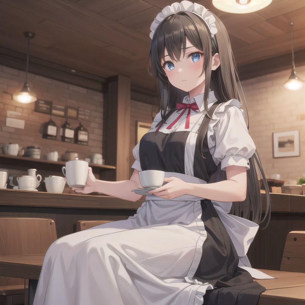 黒髪ロングでカフェの少女２２