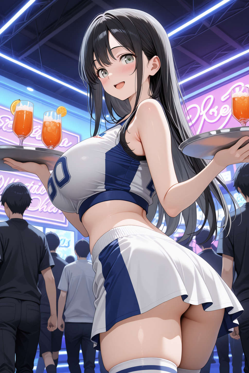 バイトする黒髪ロングちゃん
