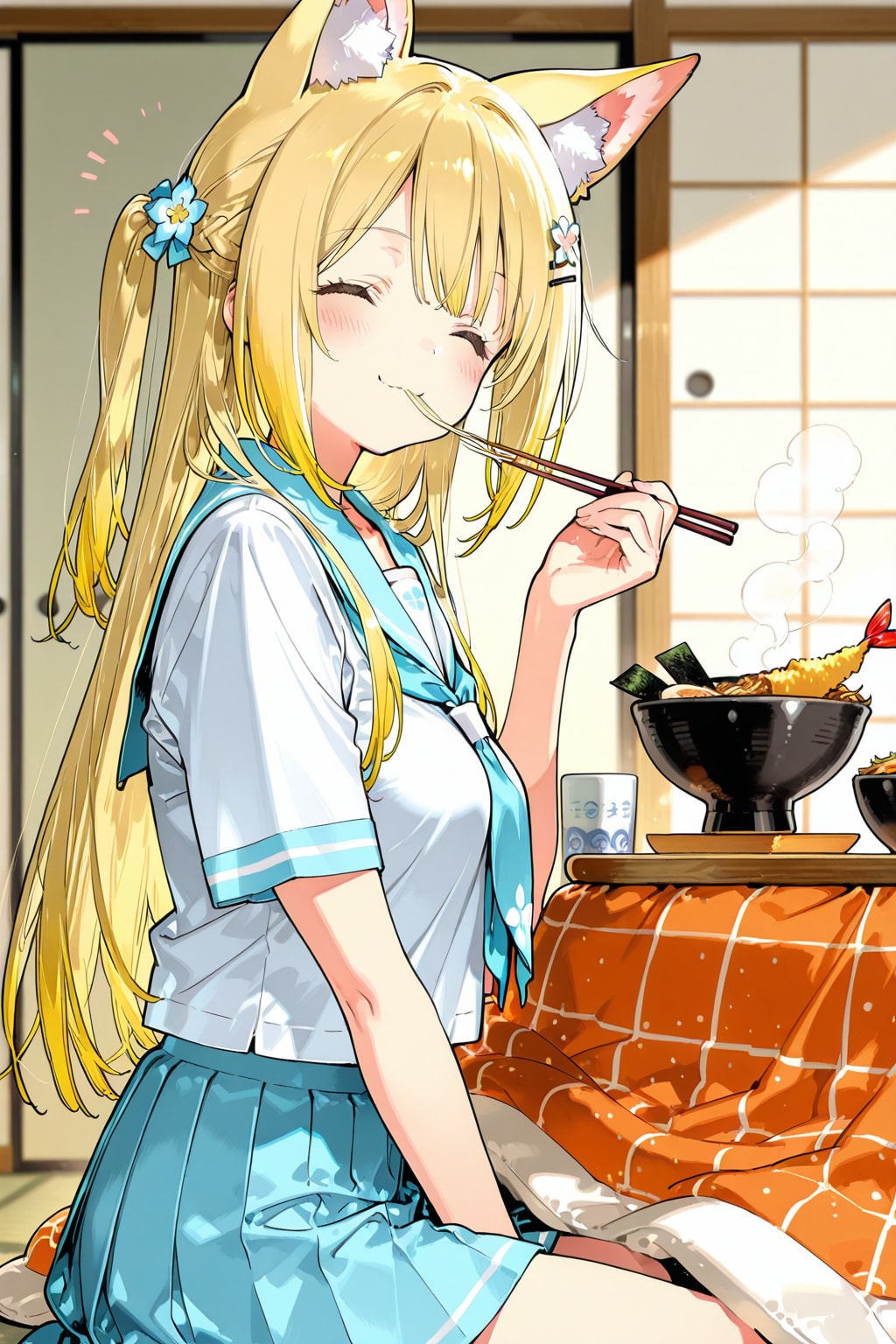 年越しそば美味しいねぇ♪ | の人気AIイラスト・グラビア