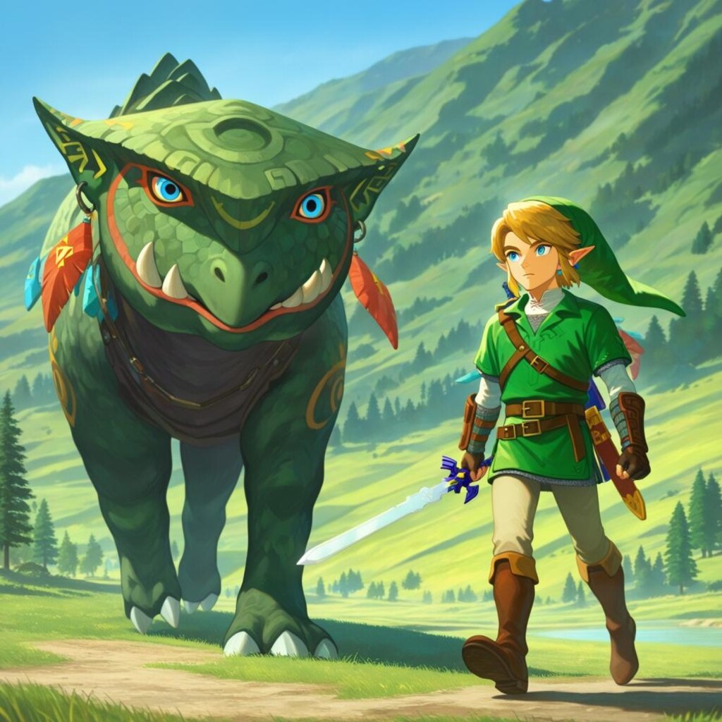 油絵風、緑の勇者コスプレマーモット