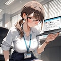 オフィスでしゃがむ 2枚目