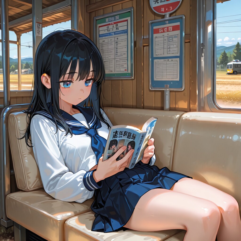 バス停で読書 | の人気AIイラスト・グラビア