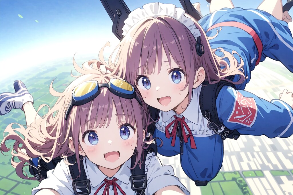 スカイダイビング メイド少女