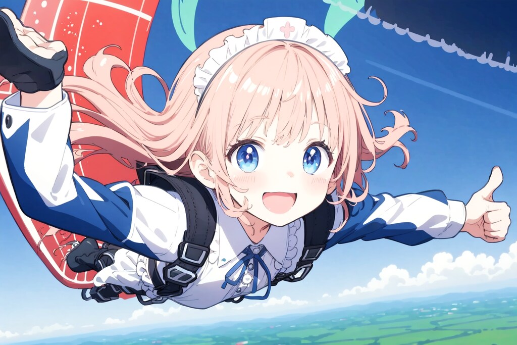 スカイダイビング メイド少女