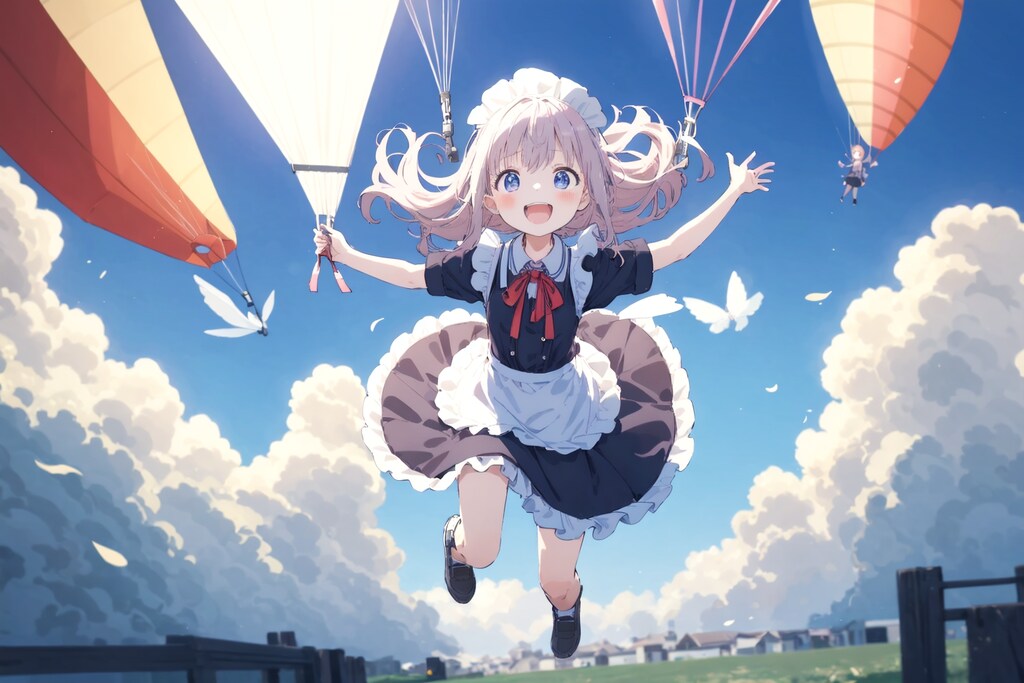 スカイダイビング メイド少女