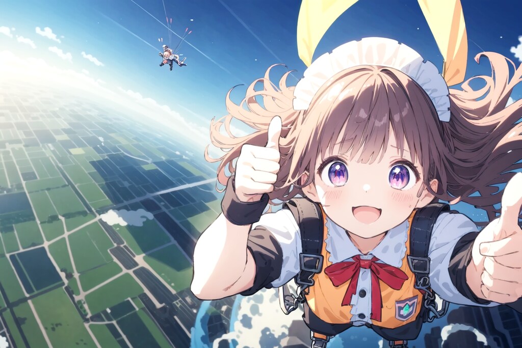 スカイダイビング メイド少女