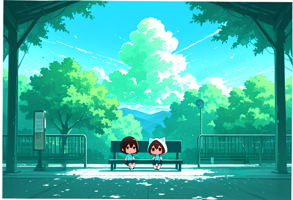 「あつい～、勉強だるい～」「まぁまぁ、そんなFXで有り金全部溶かす人の顔しないで、帰ったらアイス食べてスマブラしよ」 | の人気AIイラスト・グラビア