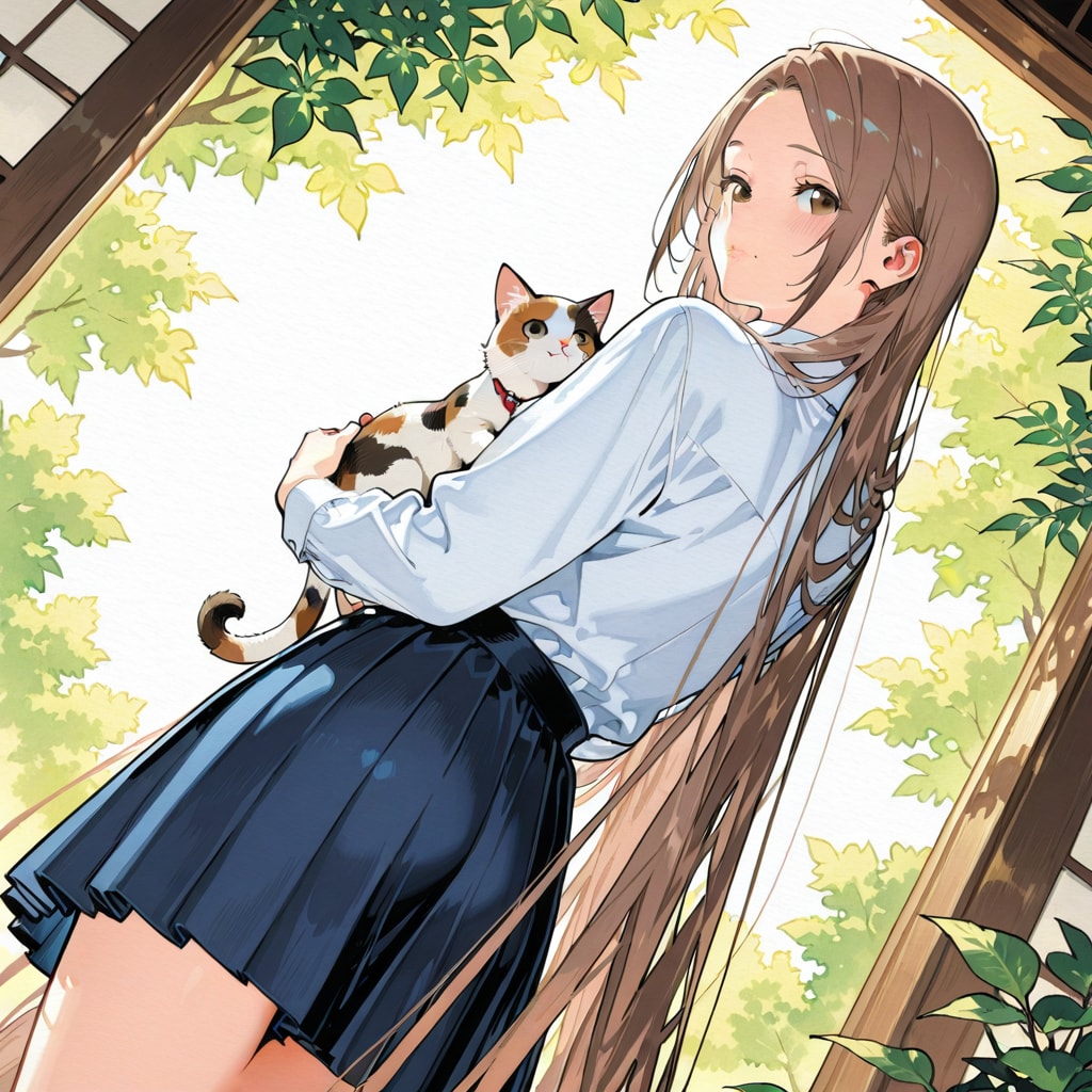 おはよう三毛殿（５）茶髪　超ロング　PHOENIX | の人気AIイラスト・グラビア