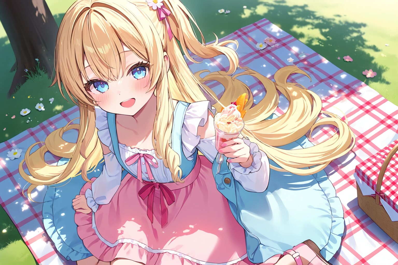 ピクニックを楽しむ金髪ちゃん