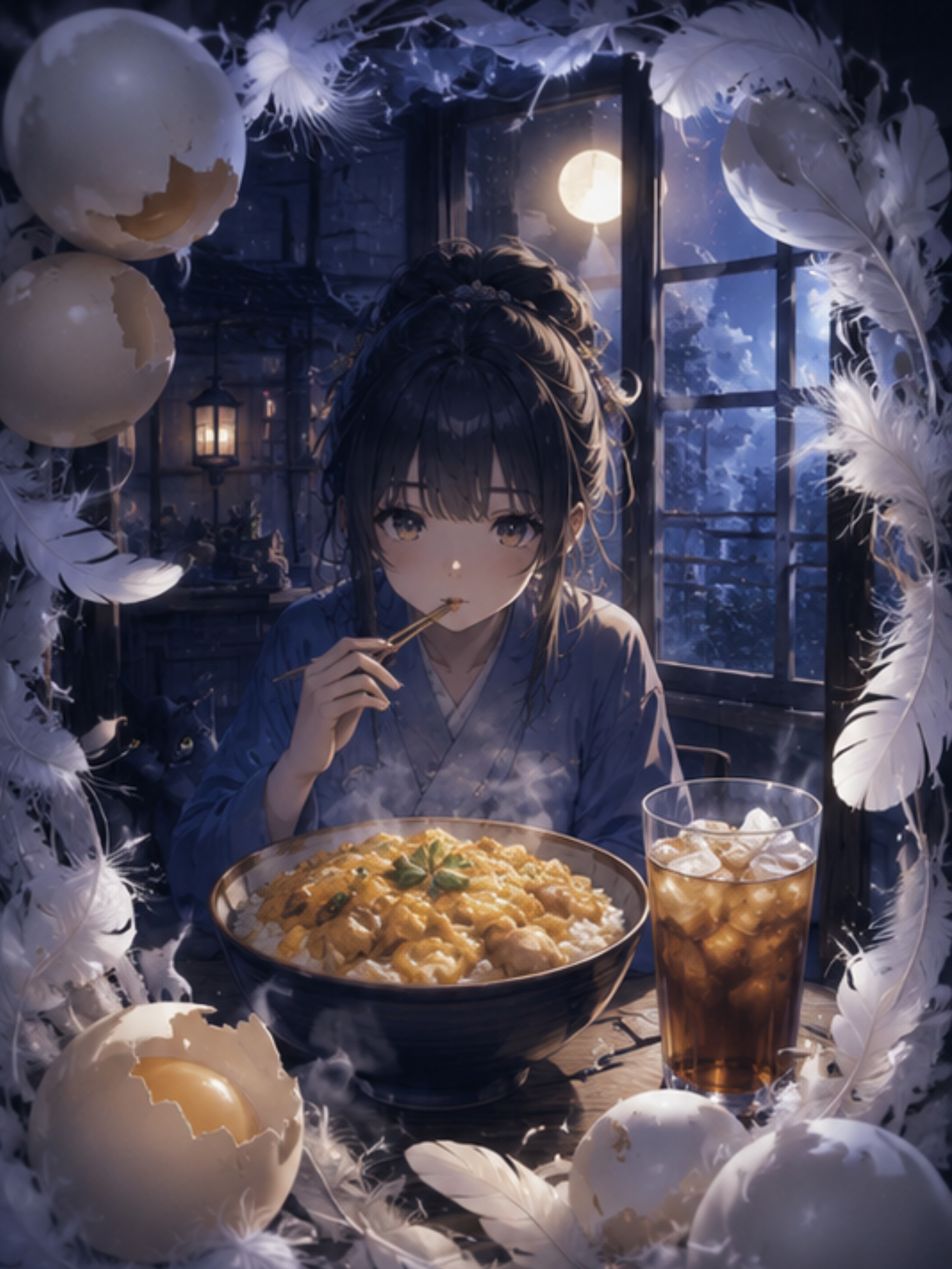 月明かりと、羽と、卵と、親子丼