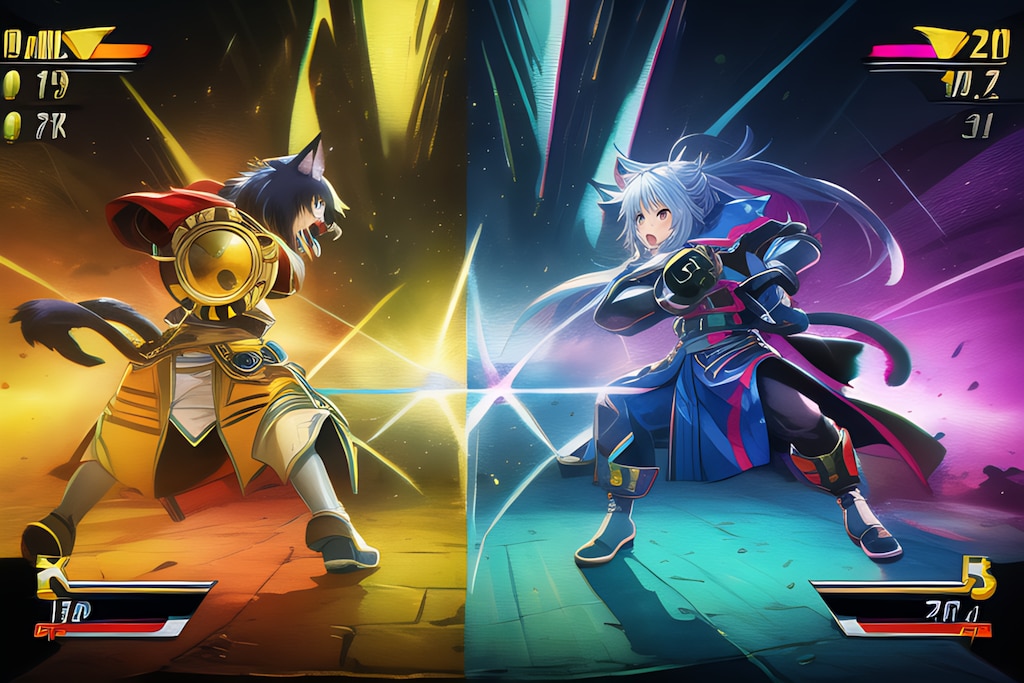 猫がキャラクターの格闘ゲームのキャラクターセレクト画面チャレンジ　7回目