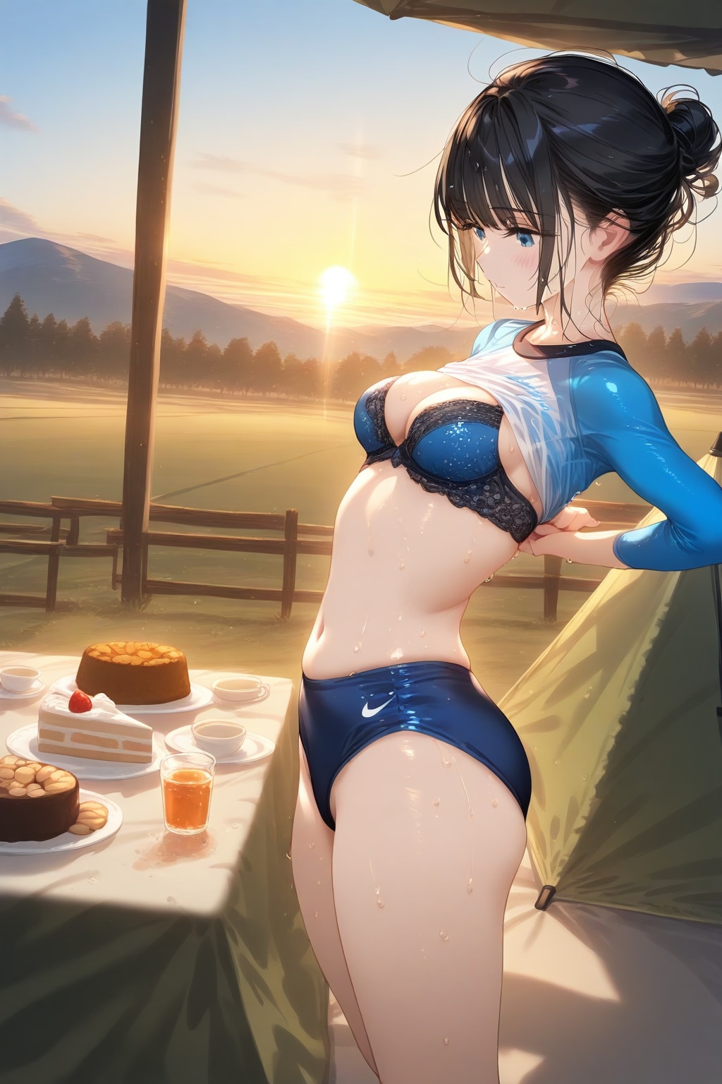 キャンプ場にて、夕食とオヤツを支度する葵さん