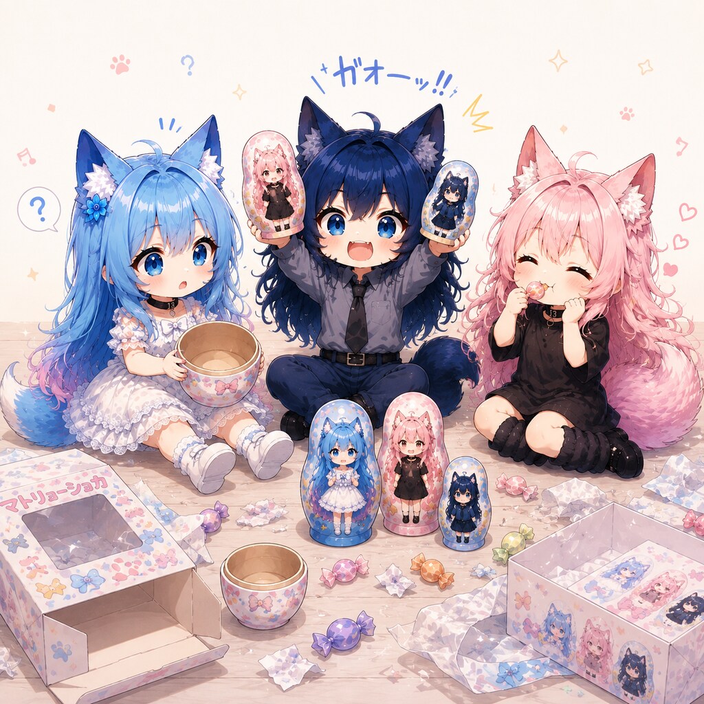 ひめねこちゃんとマトリョーシカ。