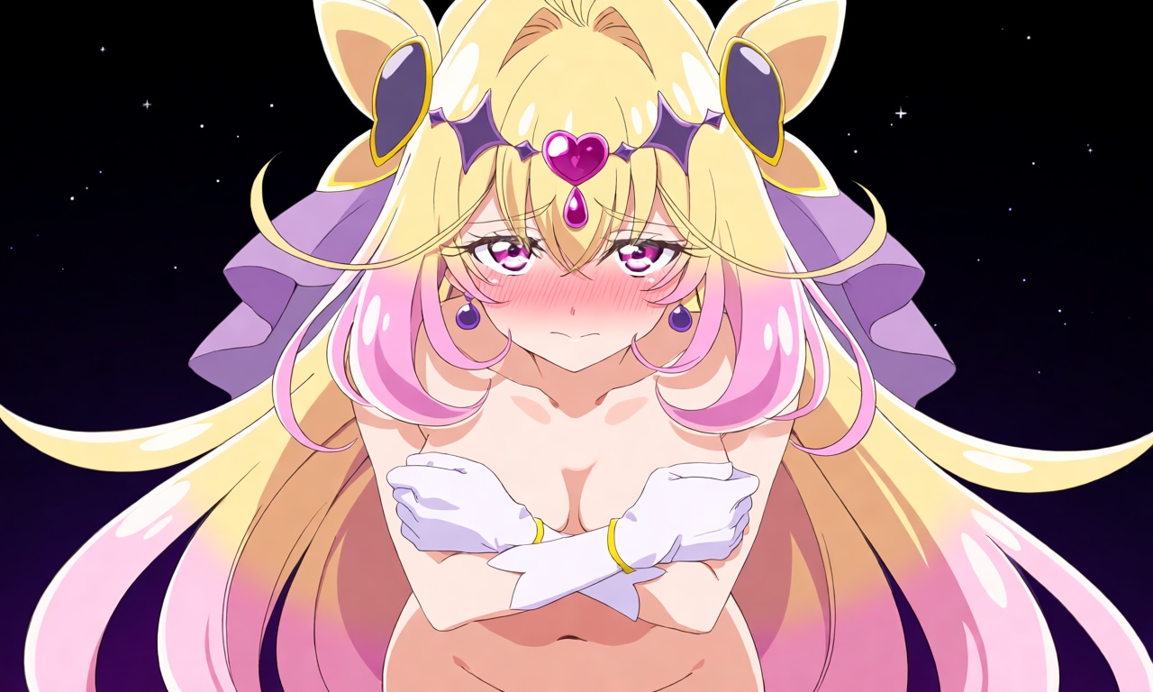 悪の怪人に服を剥がされ全裸で恥ずかしそうにしてるアルカナブラックちゃん❤