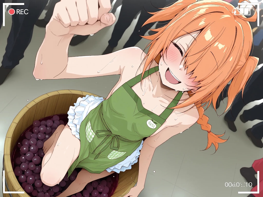 スーパーでワイン造りの実演をする目隠れちゃん☆